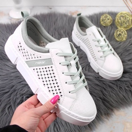 Pantofi ajurati din piele Rieker W RKR509 alb 1