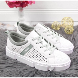 Pantofi ajurati din piele Rieker W RKR509 alb 2