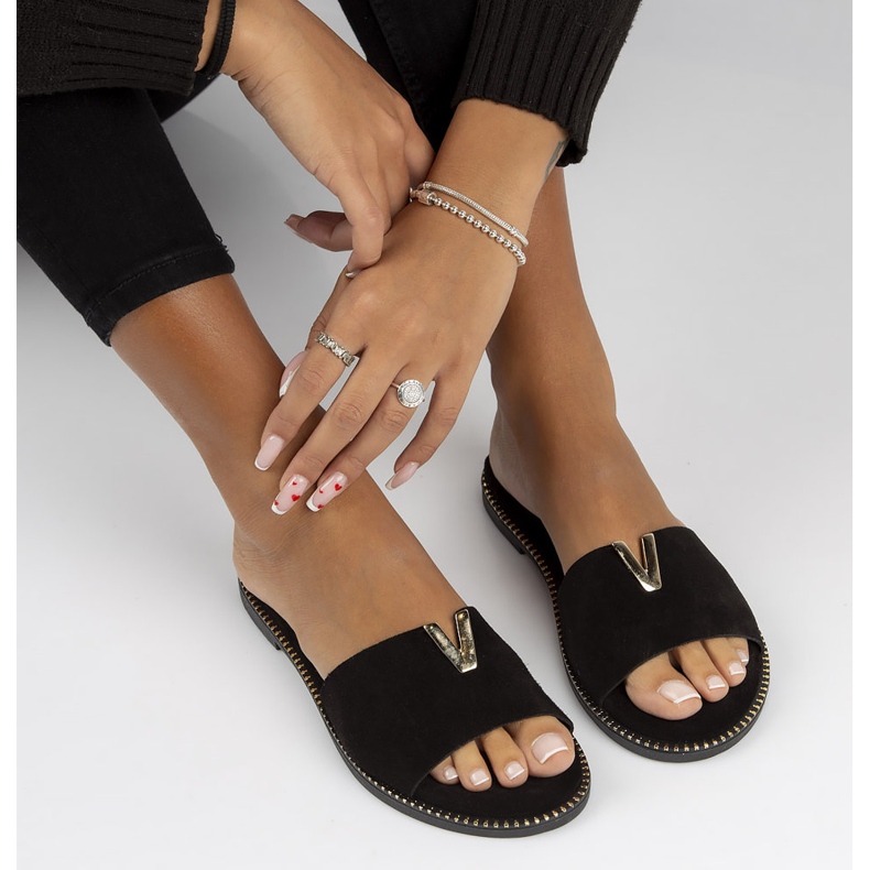 Papuci Filippo LH-200 din piele neagra negru 2