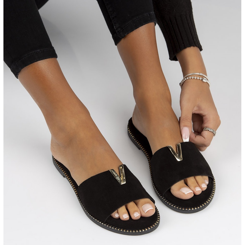 Papuci Filippo LH-200 din piele neagra negru 1