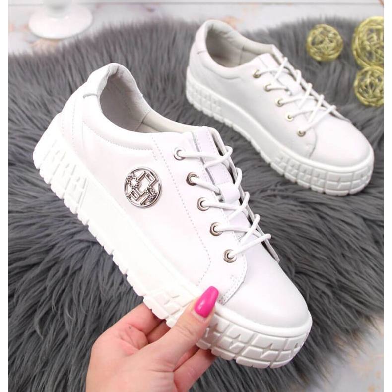 Pantofi cu platforma din piele Filippo W PAW320A alb 1