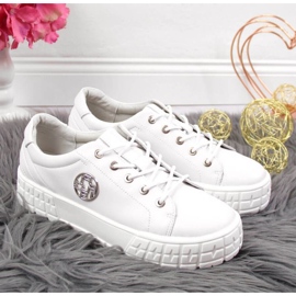 Pantofi cu platforma din piele Filippo W PAW320A alb 2