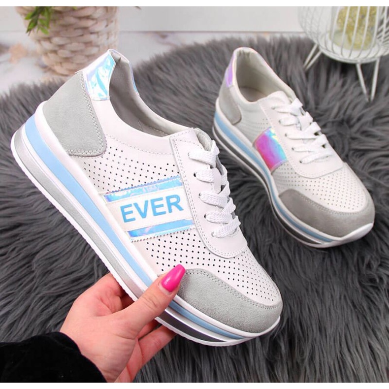 Tenisi din piele pe platforma holo Filippo W PAW150C alb 1