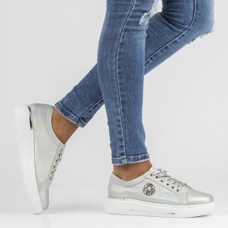 Pantofi piele FILIPPO DP3506 / 22 Si argintiu 2