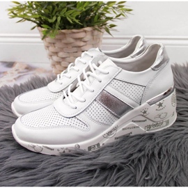 Tenisi din piele pe platforma Filippo W PAW323 alb 2