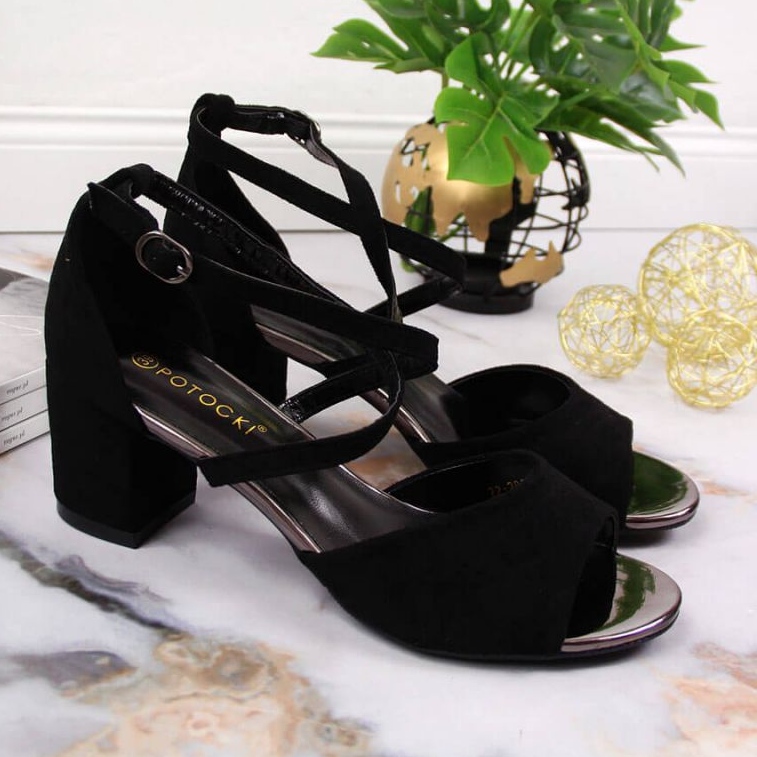 Sandale pe post Potocki W WOL67A negre negru 2