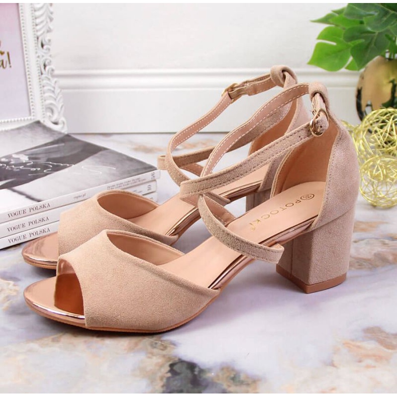 Sandale pe post Potocki W WOL67B bej 2