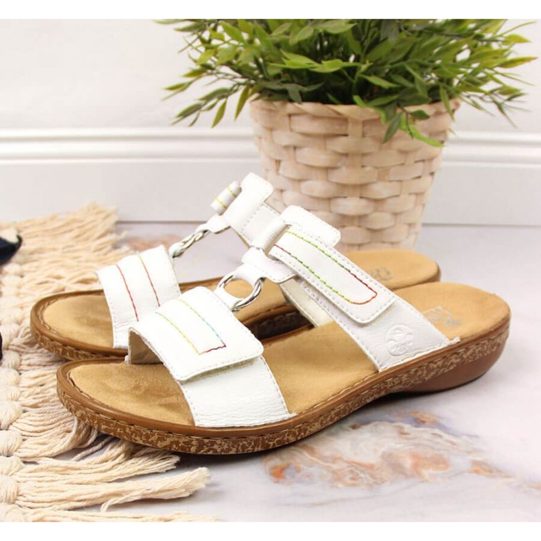 Piele Velcro Rieker W RKR511 alb 2