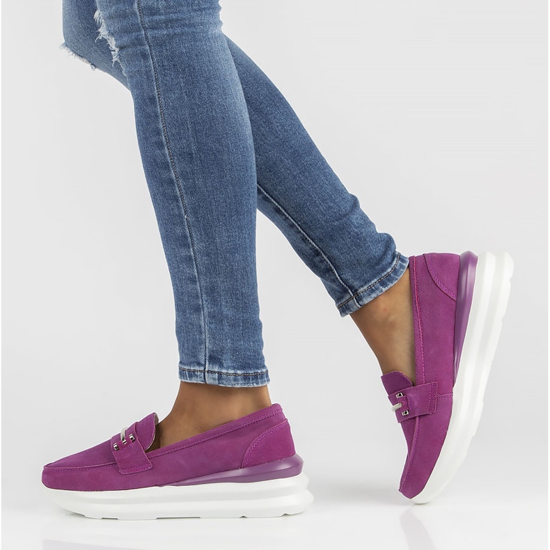 Pantofi din piele Filippo DP3504 / 22 Fh fucsia roz 2