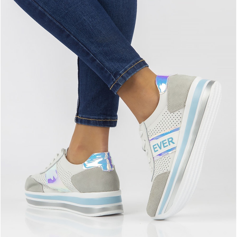 Tenisi din piele Filippo DP1414 / 22 Bl albastru gri 2