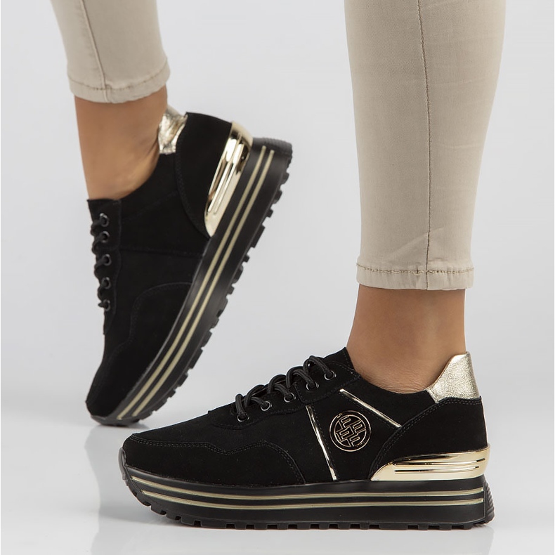 Tenisi din piele Filippo DP3538 / 22 Bk Go negri negru 1