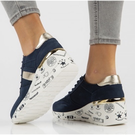 Tenisi din piele Filippo DP3550 / 22 Nv bleumarin albastru marin de aur 1