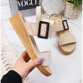 Sandale cu pană Big Star W JJ276032 bej 1