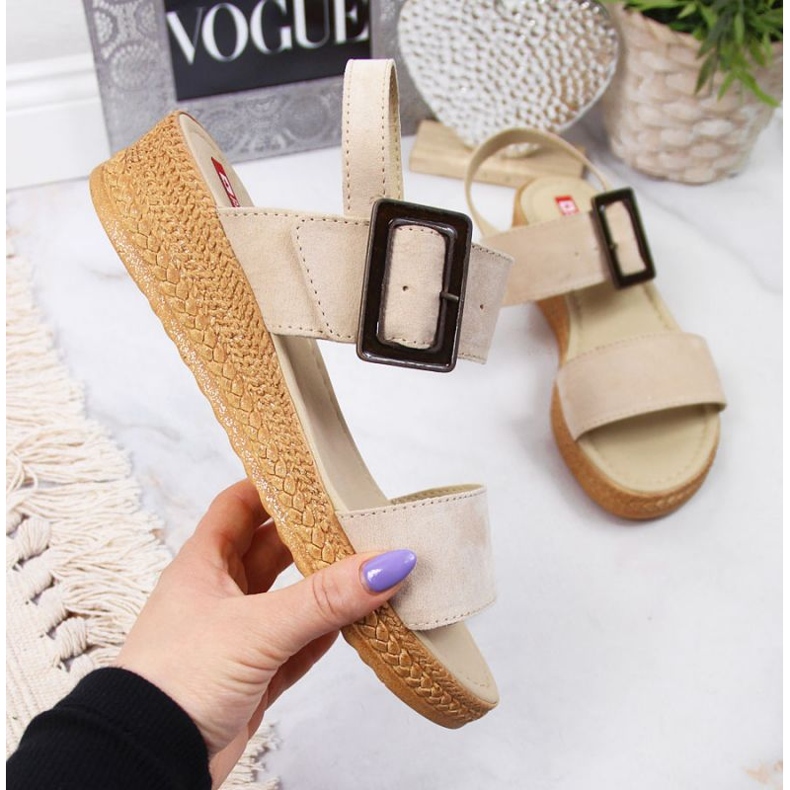 Sandale cu pană Big Star W JJ276032 bej 1