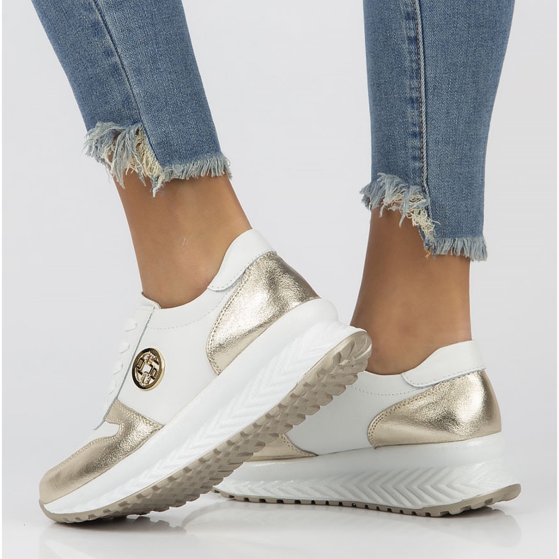 Tenisi din piele Filippo DP3547 / 22 Wh Go alb de aur 2