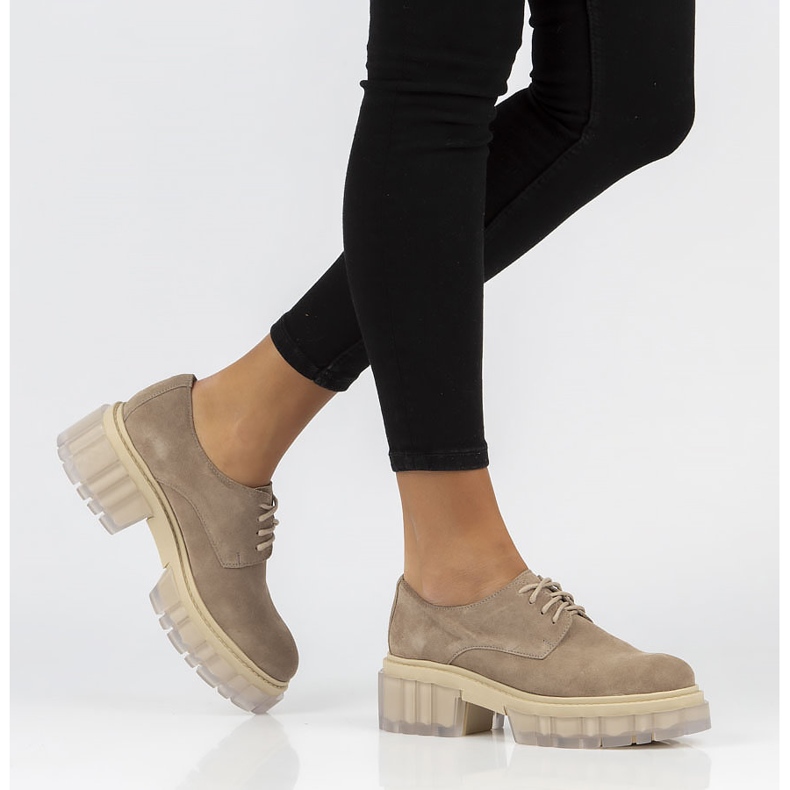 Pantofi din piele intoarsa Filippo 20099 taupe bej maro 1