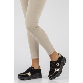 Tenisi din piele Filippo DP2138 / 22 Bk Go negri negru de aur 1