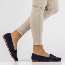 Mocasini din piele Filippo DP2037 / 22 Nv Rd bleumarin albastru marin 1