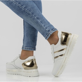 Tenisi din piele Filippo DP3689 / 22 Wh alb de aur 1