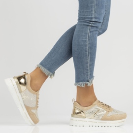 Tenisi din piele Filippo DP3691 / 22 Be Go bej de aur 1