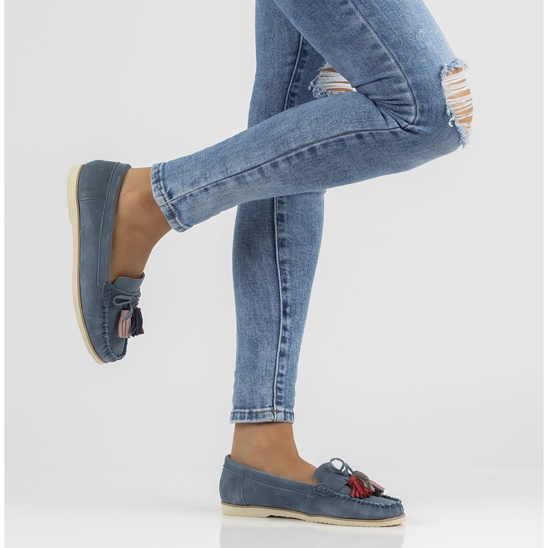 Mocasini din piele Filippo DP3512 / 22 Nv bleumarin albastru marin 2