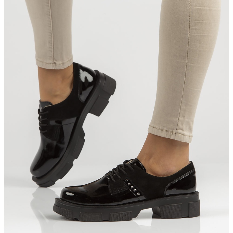 Pantofi din piele Filippo DP3713 / 22 Bk negru 1