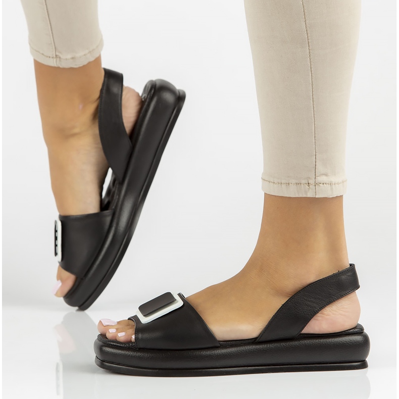 Sandale din piele Filippo DS3902 / 22 Bk negru 2