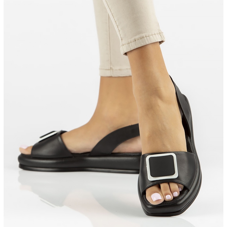 Sandale din piele Filippo DS3902 / 22 Bk negru 1