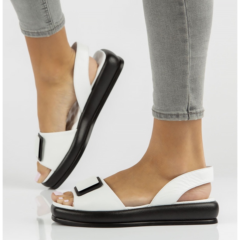 Sandale din piele Filippo DS3902 / 22 Wh alb 1