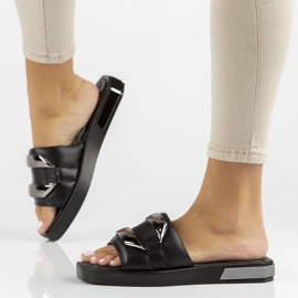 Papuci de piele Filippo DK3903 / 22 Bk negru 1