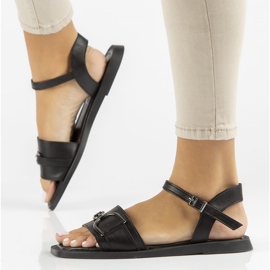 Sandale din piele Filippo DS3901 / 22 Bk negru 1