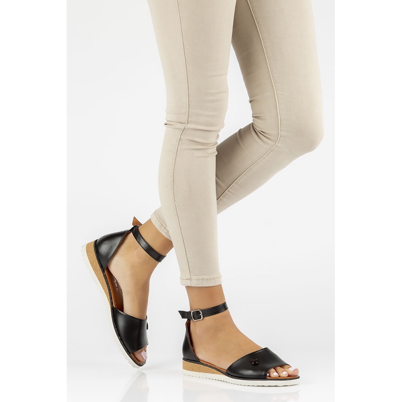 Sandale din piele Filippo DS3914 / 22 Bk negru 1