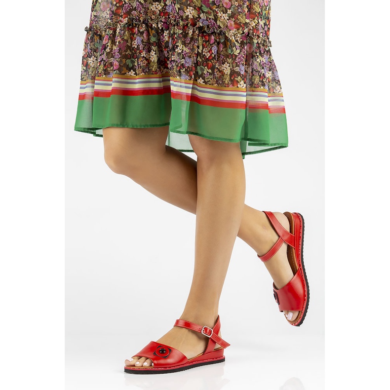 Sandale din piele Filippo roșii DS3913 / 22 Rd roșu 2