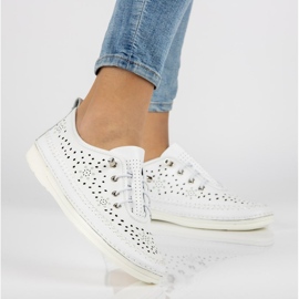 Pantofi din piele Filippo DP2135 / 21 Wh alb 1