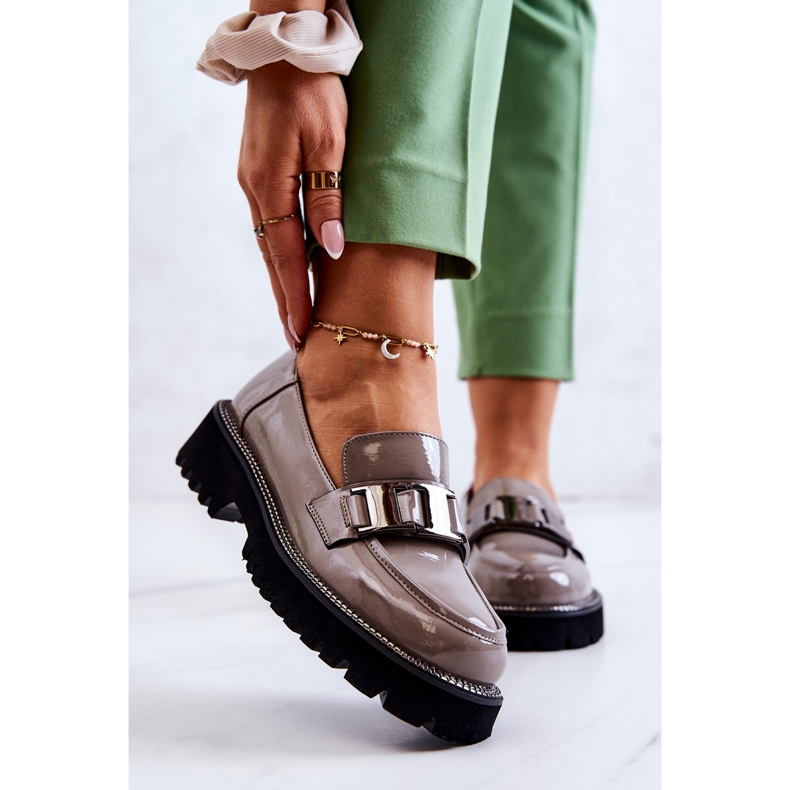 S.Barski Pantofi din piele lacuita Corine gri 1