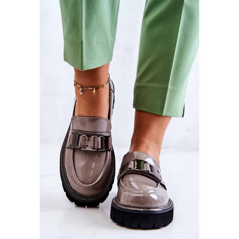 S.Barski Pantofi din piele lacuita Corine gri 2