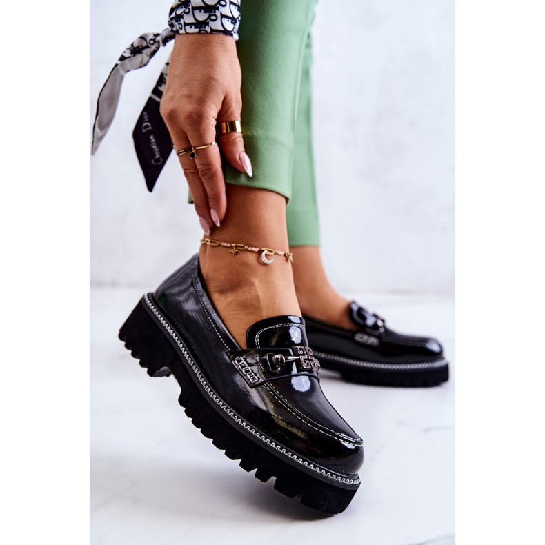 S.Barski Pantofi din Piele Lacuita Cu Decorat Negru Adison 1