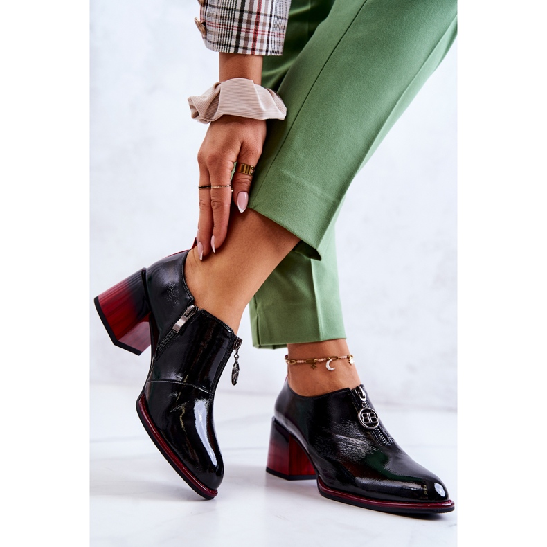 S.Barski Pantofi la modă lăcuți pe un stâlp Lorena negru și roșu 2