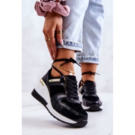 S.Barski Pantofi sport din piele Rayana alb-negru pe pană 1