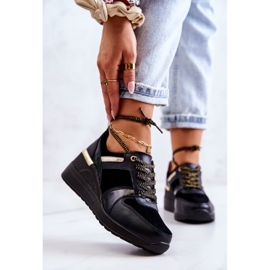 S.Barski Pantofi sport din piele neagră Rayana pe o pană negru 1