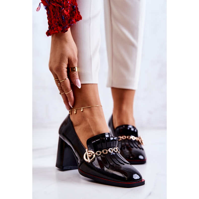 S.Barski Pumps Jenice negri la modă lăcuți negru 1