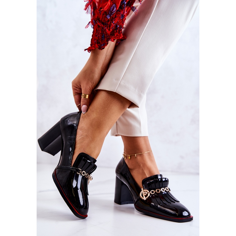 S.Barski Pumps Jenice negri la modă lăcuți negru 2