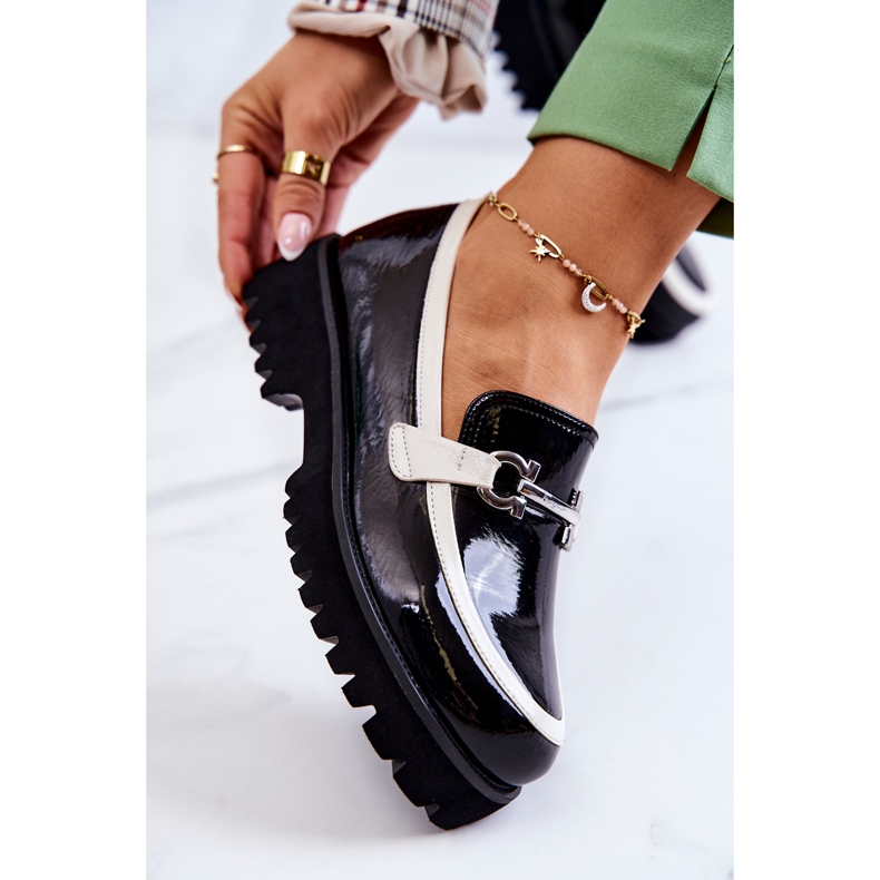 S.Barski Mocasini lacuiti pentru dama Cassida alb-negru 2