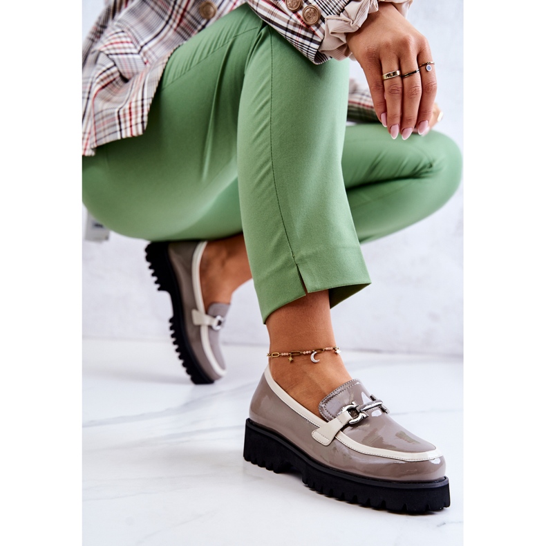 S.Barski Mocasini de dama lacuiti Bej-Alb Cassida 1