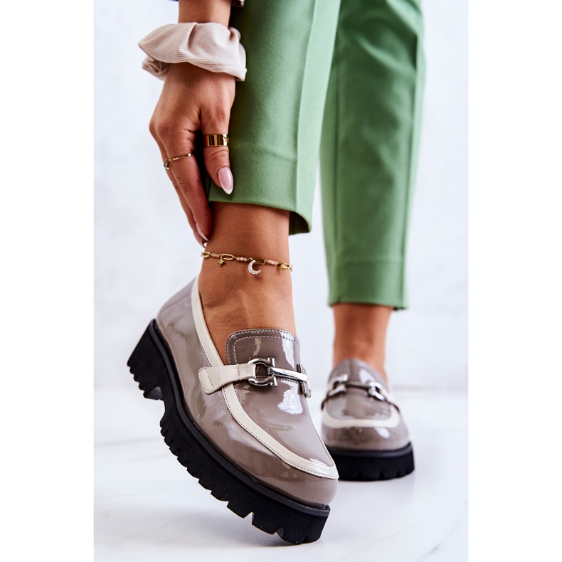 S.Barski Mocasini de dama lacuiti Bej-Alb Cassida 2