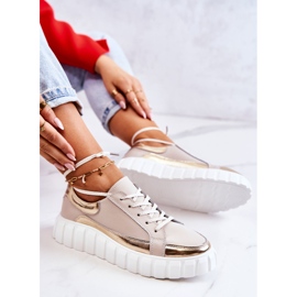 S.Barski Brogues de damă pe platforma Noriso bej și auriu de aur 1