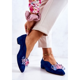 PA2 Pantofi eleganti din piele intoarsa cu decor McQueen bleumarin albastru 2