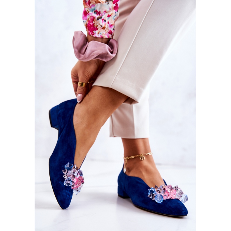 PA2 Pantofi eleganti din piele intoarsa cu decor McQueen bleumarin albastru 2