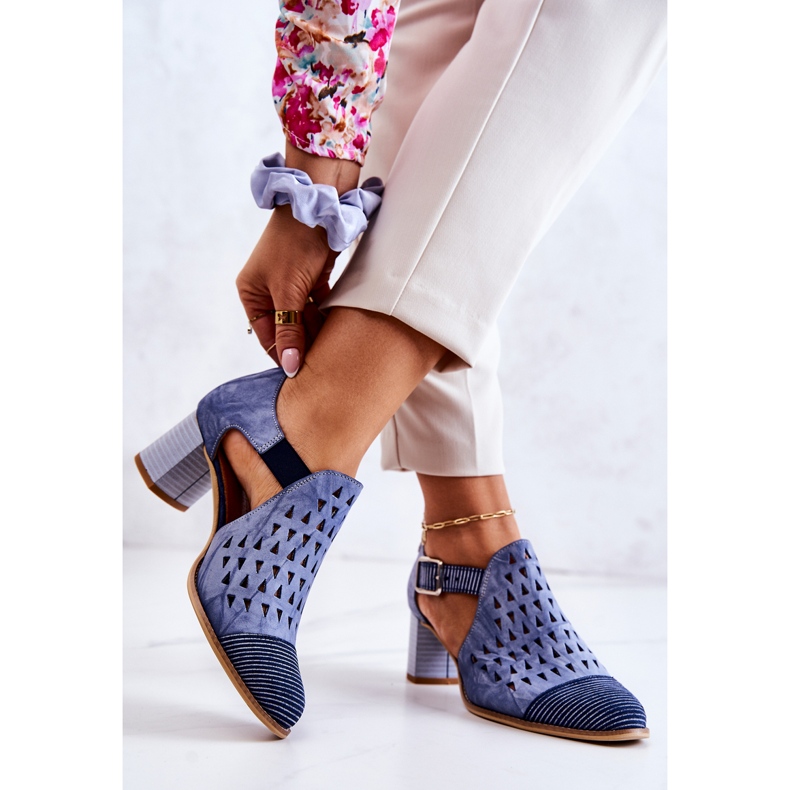 Cizme ajurate din piele de damă Maciejka 04962-06 Albastru 1