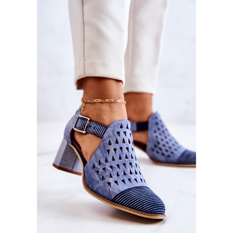 Cizme ajurate din piele de damă Maciejka 04962-06 Albastru 2